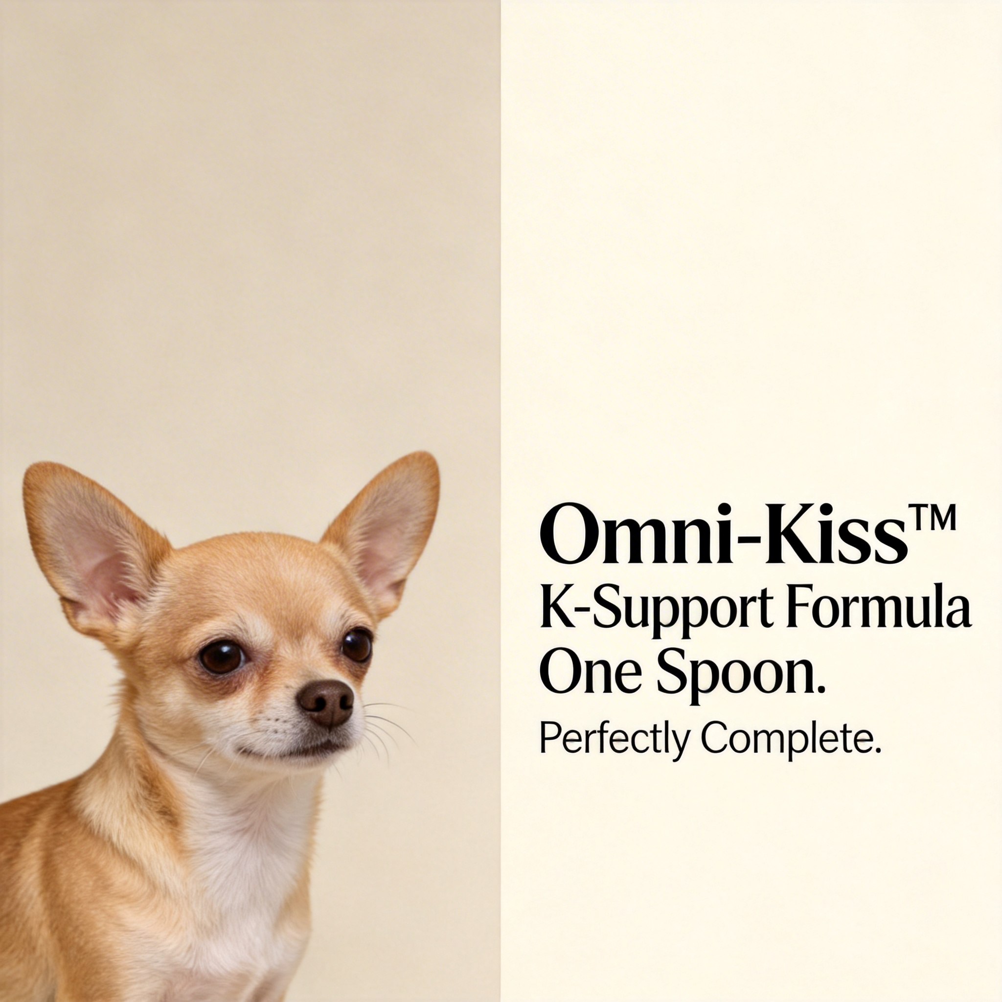 a dog with omnikiss kidney meal formula powder